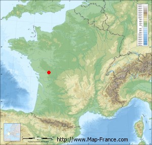 Small france map relief of La Mothe-Saint-Héray